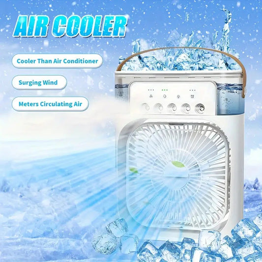 Mini Air Cooler & USB Fan | 600ml Tank, LED Light, 3 Speeds, Humidifier