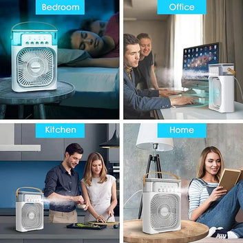 Mini Air Cooler & USB Fan | 600ml Tank, LED Light, 3 Speeds, Humidifier
