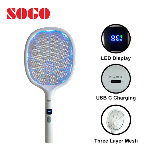 SOGO - Rechargeable 2 in 1 Insect Killer Racket & Lamp  (JPN-399 & JPN-396 & JPN-398)